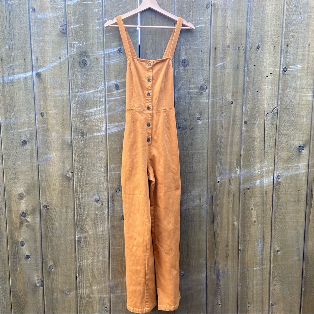 Orange Denim Button-Front Overalls 🌿 M